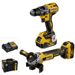 DeWalt DCK2020P2T-QW Set de herramientas a batería: Taladro percutor DCD791 y amoladora angular DCG405 - 2 baterías 5.0 Ah