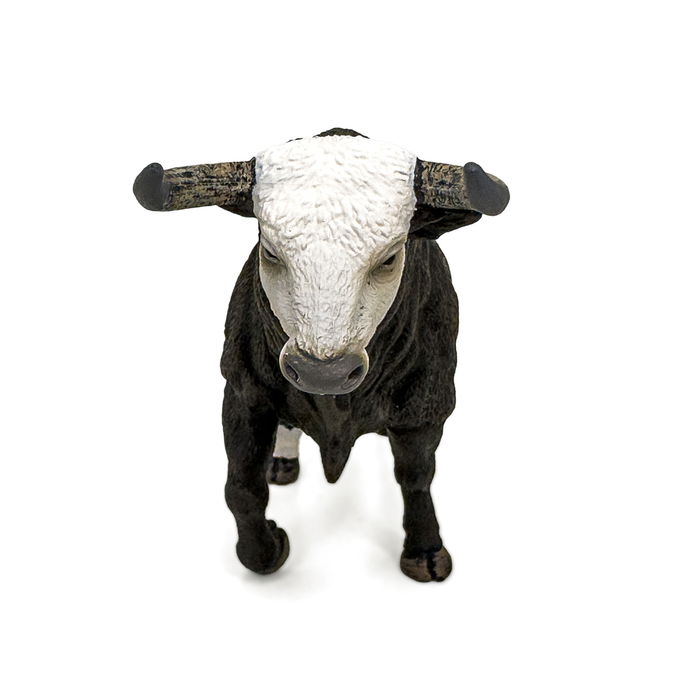 Deqube Toro Bravo Cara Blanca Trotando Réplica Animal Pintada a Mano +3 Años
