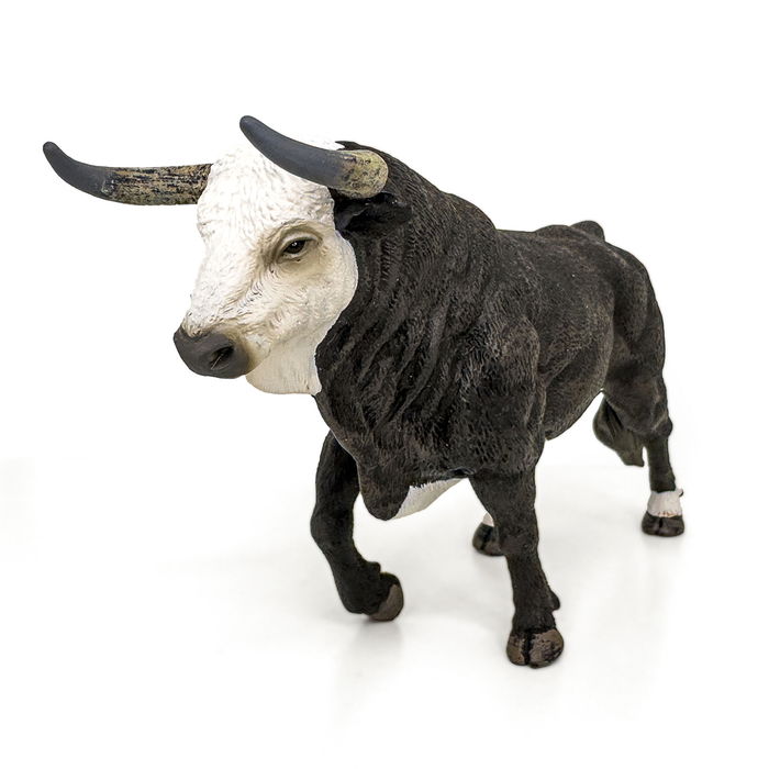 Deqube Toro Bravo Cara Blanca Trotando Réplica Animal Pintada a Mano +3 Años