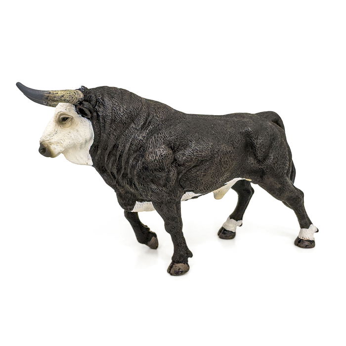 Deqube Toro Bravo Cara Blanca Trotando Réplica Animal Pintada a Mano +3 Años