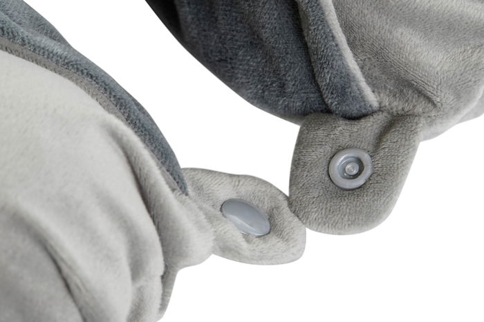 DKD Home Decor Cojin de Viaje Gris Claro y Gris Oscuro de Poliester con Capucha y Boton 10 x 32 x 30 cm (4 Unidades)