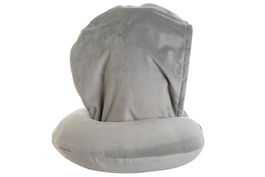 DKD Home Decor Cojin de Viaje Gris Claro y Gris Oscuro de Poliester con Capucha y Boton 10 x 32 x 30 cm (4 Unidades)