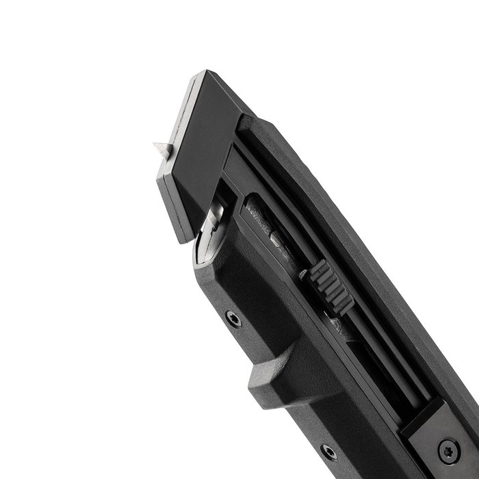 Toughbuilt Cúter Autocarga Multifunción con Almacenamiento para 20 Cuchillas, 5 Hojas Incluidas, Mango Ergonómico Triple Inyección y Corte de Cuerda