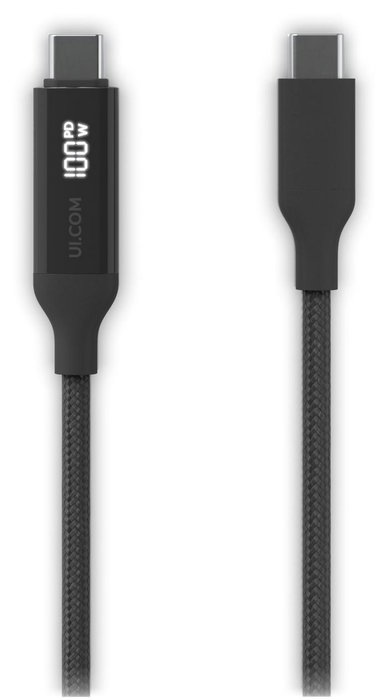 Ubiquiti Cable USB-C con pantalla de carga, 100W, negro/gris, 1 m