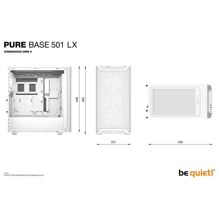 Be Quiet! Pure Base 501 LX White Midi Tower con Ventana y RGB, Carcasa PC ATX, Micro ATX, Mini-ATX Blanca