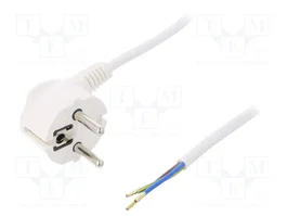PLASTROL Cable de alimentación H03VV-F, OMY 3x1mm2 Blanco 1m