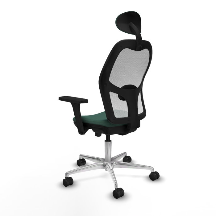 PIQUERAS Y CRESPO Silla de oficina Jorquera con mecanismo Sincro/Traslack, Verde botella y Blanco