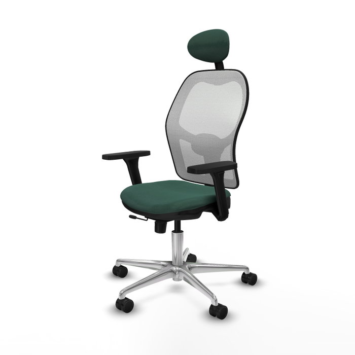 PIQUERAS Y CRESPO Silla de oficina Jorquera con mecanismo Sincro/Traslack, Verde botella y Blanco