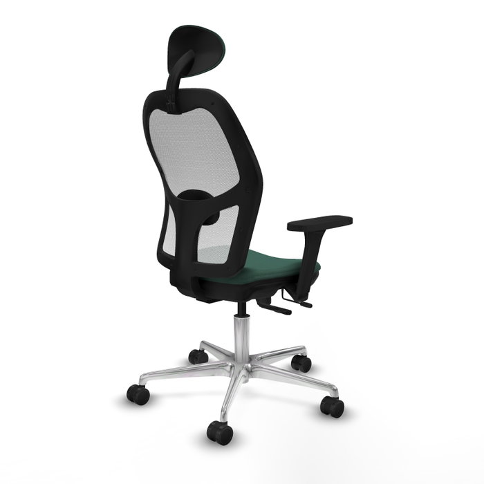 PIQUERAS Y CRESPO Silla de oficina Jorquera con mecanismo Sincro/Traslack, Verde botella y Blanco