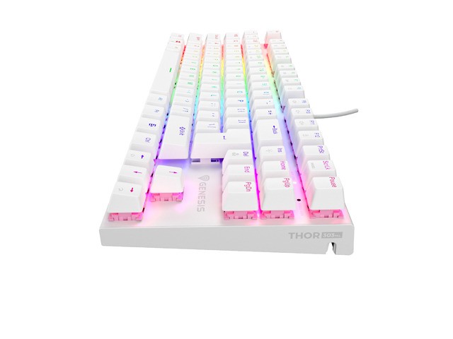 Genesis Thor 303 TKL RGB Blanco Outemu Peach Silent Teclado Mecánico Layout Polaco QWERTY