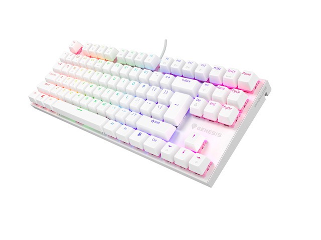 Genesis Thor 303 TKL RGB Blanco Outemu Peach Silent Teclado Mecánico Layout Polaco QWERTY