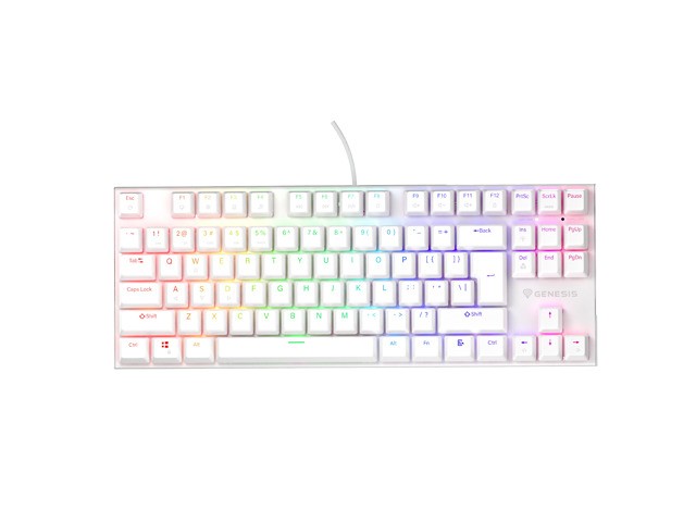 Genesis Thor 303 TKL RGB Blanco Outemu Peach Silent Teclado Mecánico Layout Polaco QWERTY