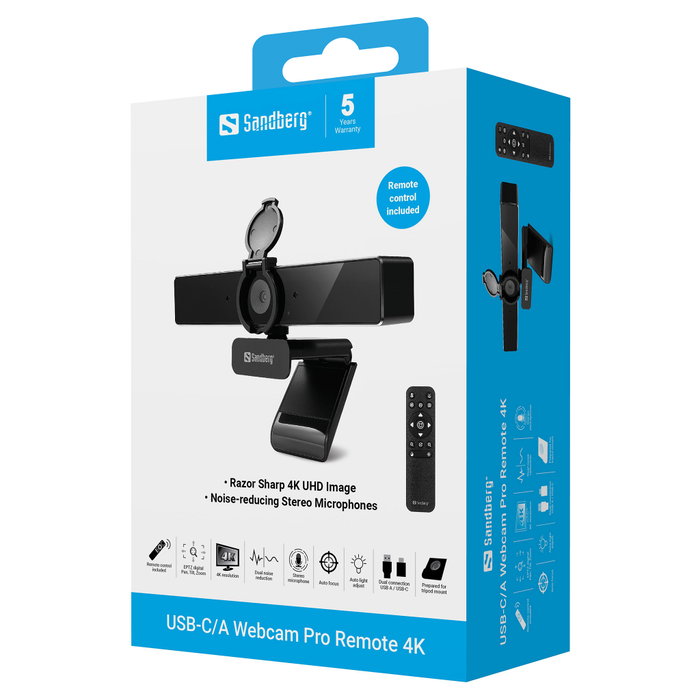 Sandberg USB-C/A Webcam Pro Remote 4K