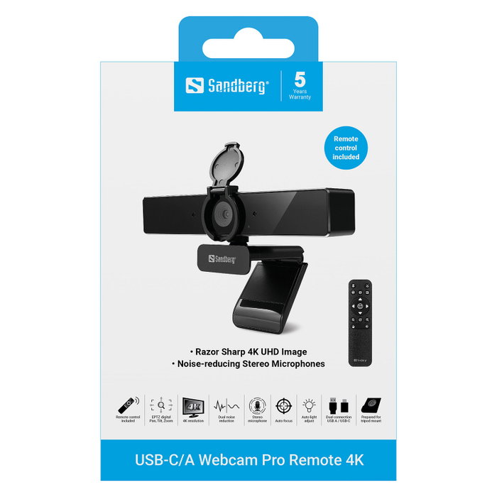 Sandberg USB-C/A Webcam Pro Remote 4K