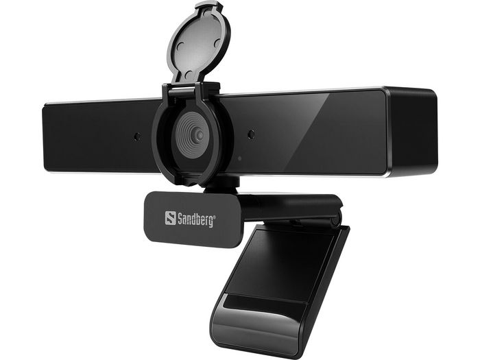 Sandberg Webcam USB-C/A Pro Remote 4K para Videoconferencias con Audio y Video Nítido, Corrección de Luz y Tapa de Privacidad