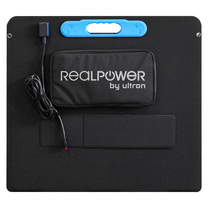 Realpower SP-300E Kit Panel Solar Plegable 300W 4 Paneles Monocristalino, Incluye Conectores Anderson, Ideal para Balcón, Camping, Jardín
