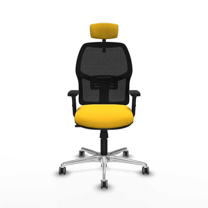 PIQUERAS Y CRESPO Alfera Silla de Oficina Sincro con Malla Negra y Asiento Amarillo PIQUERAS Y CRESPO Alfera Silla de Oficina Sincro con Malla Negra y Asiento Amarillo