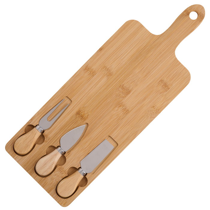 Day Tabla de Quesos de Bambú y Acero Inoxidable con 3 Cuchillos 42x15 cm Day Tabla de Quesos de Bambú y Acero Inoxidable con 3 Cuchillos 42x15 cm