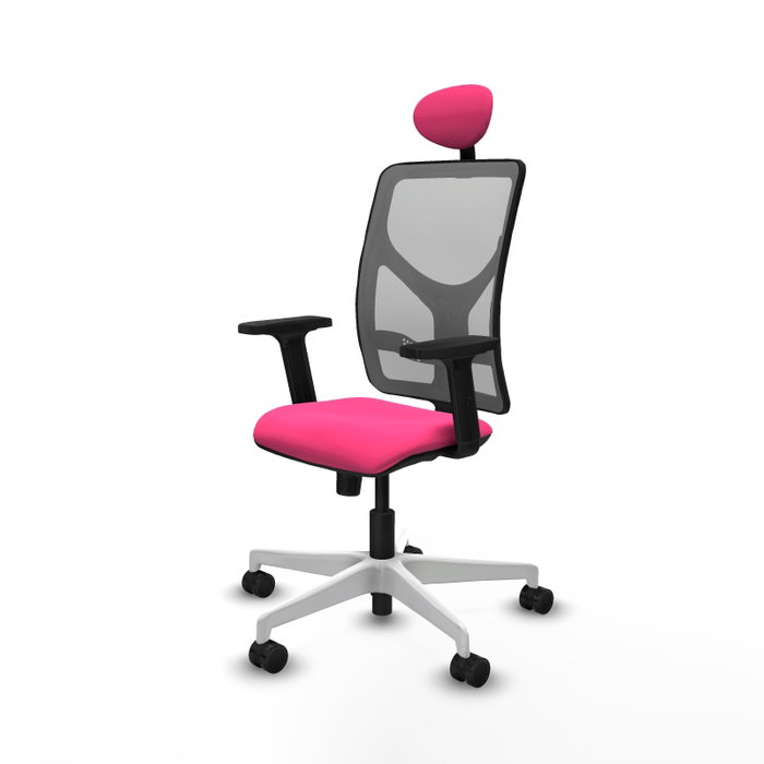 PIQUERAS Y CRESPO Silla de oficina Motilla Rosa y Gris con Mecanismo Sincro