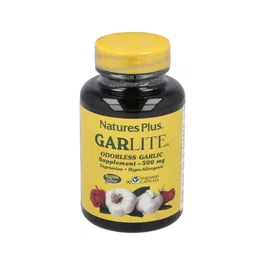 NATURES PLUS Garlite 90Vegicaps - Complemento de ajo envejecido para reducir colesterol y triglicéridos, apto para vegetarianos