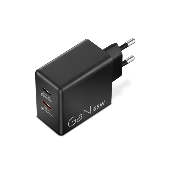 Lenovo Dual USB-C 65W GaN Charger Negro con cable de 1,5 m