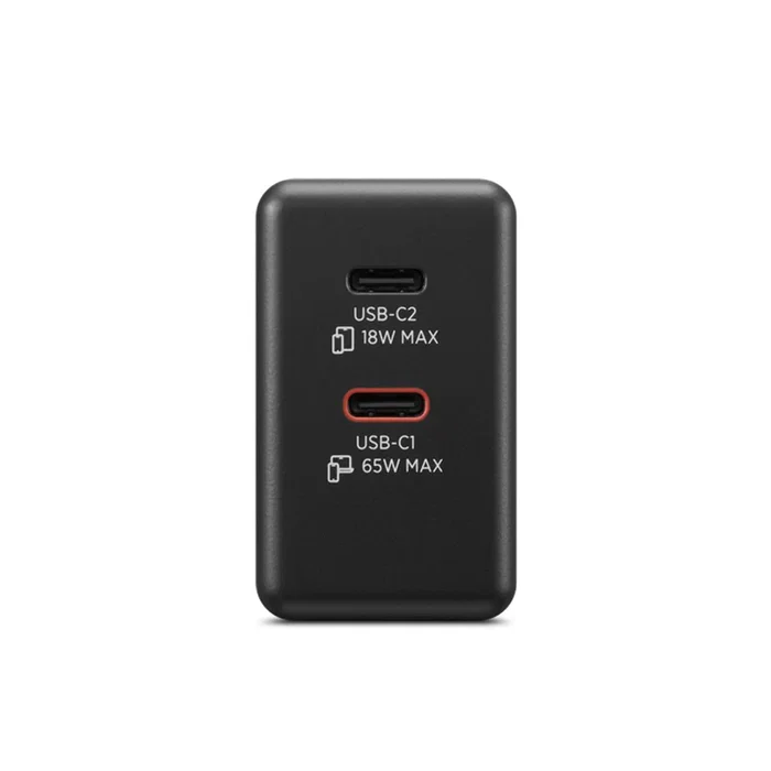 Lenovo Dual USB-C 65W GaN Charger Negro con cable de 1,5 m