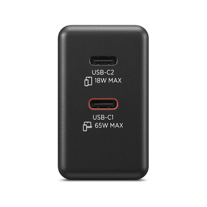 Lenovo G0A6065BEU Cargador GaN 65W Dual USB-C Negro con Cable 1.5m, Certificado Universal