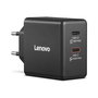 Lenovo G0A6065BEU Cargador GaN 65W Dual USB-C Negro con Cable 1.5m, Certificado Universal