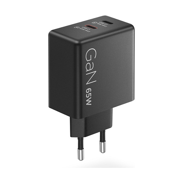 Lenovo G0A6065BEU Cargador GaN 65W Dual USB-C Negro con Cable 1.5m, Certificado Universal