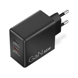 Lenovo G0A6065BEU Cargador GaN 65W Dual USB-C Negro con Cable 1.5m, Certificado Universal