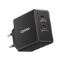Lenovo G0A6065BEU Cargador GaN 65W Dual USB-C Negro con Cable 1.5m, Certificado Universal