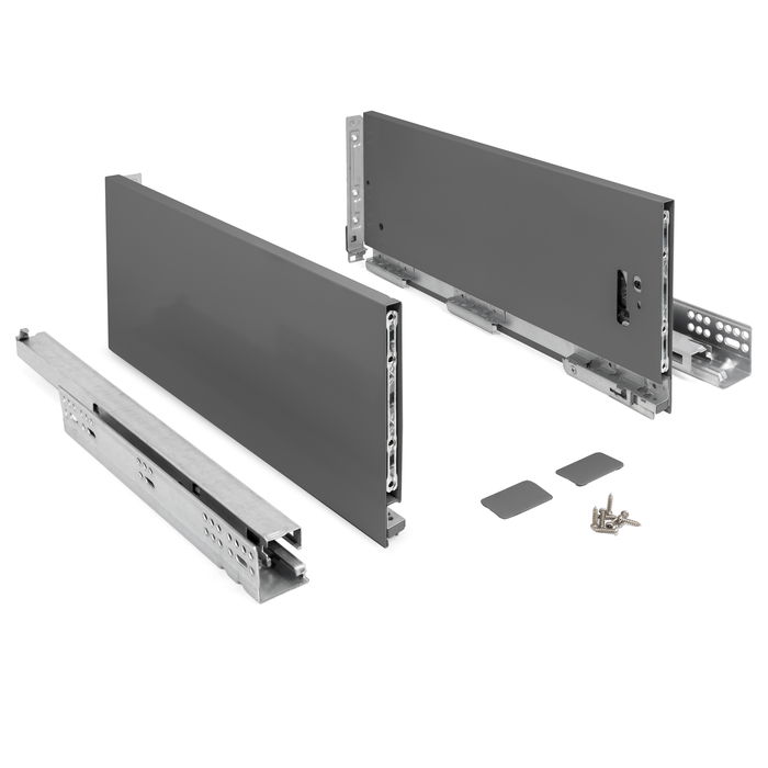 HERRAJES ALK Cajón Qube Push Extracción Total Acabado Antracita H90 H120 H185 Medida Cajón 350
