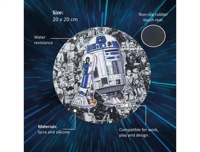 Wondee Alfombrilla de ratón Star Wars redonda R2D2 200 mm