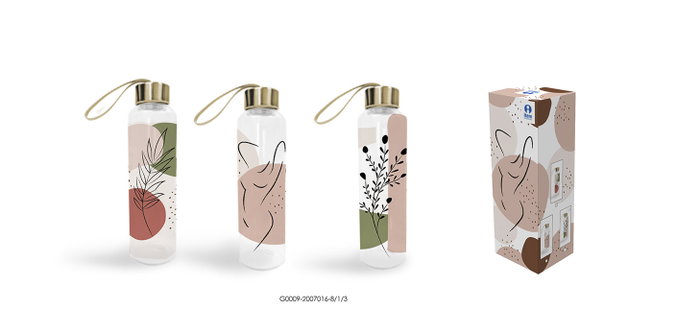 DKD Home Decor Botellas de Borosilicato Silueta Shengda Pack de 3 DKD Home Decor Botellas de Borosilicato Silueta Shengda Pack de 3
