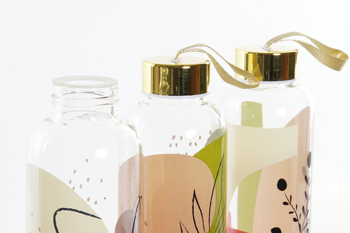 DKD Home Decor Botellas de Borosilicato Silueta Shengda Pack de 3 DKD Home Decor Botellas de Borosilicato Silueta Shengda Pack de 3