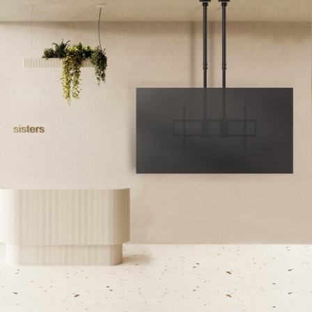 TooQ LPCE11120TSLI-B Soporte de Techo para TV Extensible e Inclinable (60-120", hasta 120 kg) para Techos Inclinados con Gestión de Cables