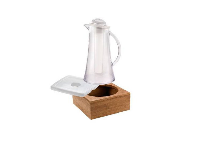 Leone Juego Jarra y Base Refrigerante de Policarbonato y Bambú con Enfriador Leone Juego Jarra y Base Refrigerante de Policarbonato y Bambú con Enfriador