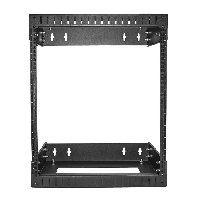 StarTech.com RK12WALLOA Armario Rack de Montaje en Pared 12U, Marco Abierto, Profundidad Ajustable 12-20", Capacidad 90 kg, Acero, Negro