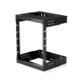 StarTech.com RK12WALLOA Armario Rack de Montaje en Pared 12U, Marco Abierto, Profundidad Ajustable 12-20", Capacidad 90 kg, Acero, Negro