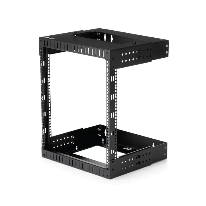 StarTech.com RK12WALLOA Armario Rack de Montaje en Pared 12U, Marco Abierto, Profundidad Ajustable 12-20", Capacidad 90 kg, Acero, Negro