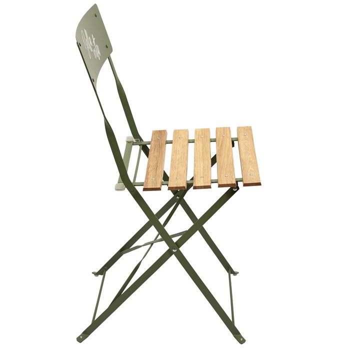 Home Deco Factory Silla Plegable Verde con Frase 'Bella Vita' para Exterior