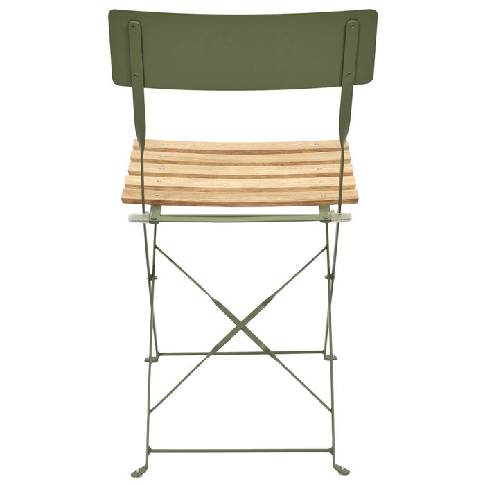 Home Deco Factory Silla Plegable Verde con Frase 'Bella Vita' para Exterior