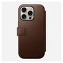 Nomad Modern Leather Folio iPhone 16 Pro Brown - Funda protectora de cuero marrón