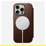 Nomad Modern Leather Folio iPhone 16 Pro Brown - Funda protectora de cuero marrón