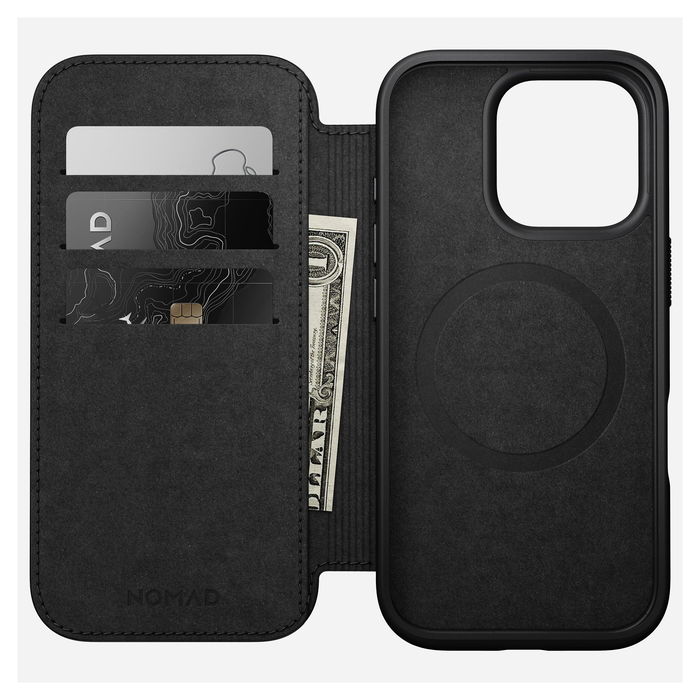 Nomad Modern Leather Folio iPhone 16 Pro Brown - Funda protectora de cuero marrón Nomad Modern Leather Folio iPhone 16 Pro Brown - Funda protectora de cuero marrón