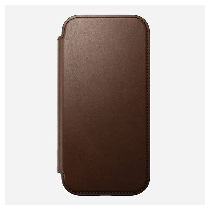 Nomad Modern Leather Folio iPhone 16 Pro Brown - Funda protectora de cuero marrón Nomad Modern Leather Folio iPhone 16 Pro Brown - Funda protectora de cuero marrón