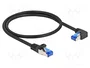 DeLOCK Cable de red RJ45 Cat.6a S/FTP acodado 0,5 m Negro