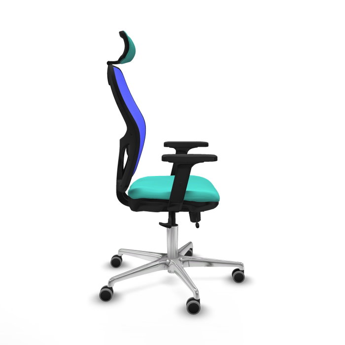 PIQUERAS Y CRESPO Silla de oficina Jorquera con mecanismo Sincro/Traslack, Turquesa y Azul