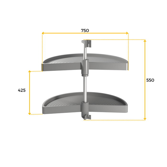 Emuca Juego de bandejas giratorias Shelvo 1/2 luna, para módulo 900mm, Plástico y Aluminio, Gris Emuca Juego de bandejas giratorias Shelvo 1/2 luna, para módulo 900mm, Plástico y Aluminio, Gris