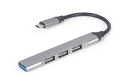 Gembird UHB-CM-U3P1U2P3-03 Hub USB Tipo-C con 4 Puertos - 1 Puerto USB 3.2 Gen 1 (5 Gbps) + 3 Puertos USB 2.0 - Color Plata